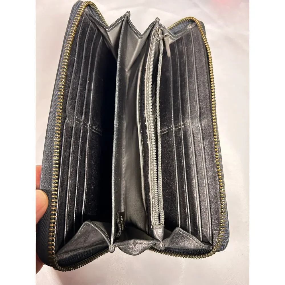 Coach Dark Gray Quilted Zip Around Accordion Wallet - Picture 5 of 6